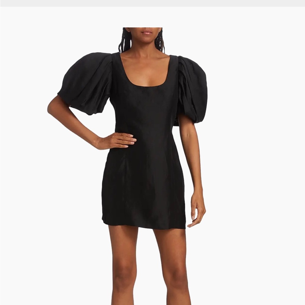 Frame linen puff sleeve mini dress